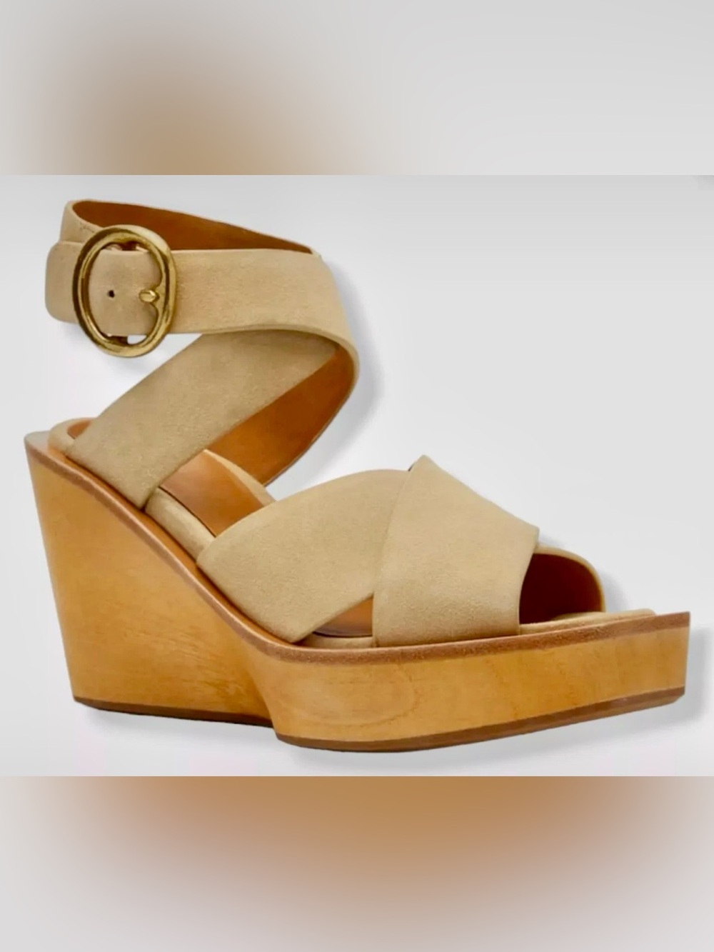 Rag & Bone Women's 39 (9) Santiago Suede Crisscross Platform Sandals Neutral
